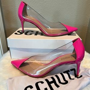 New in box Schutz clear and pink heels.